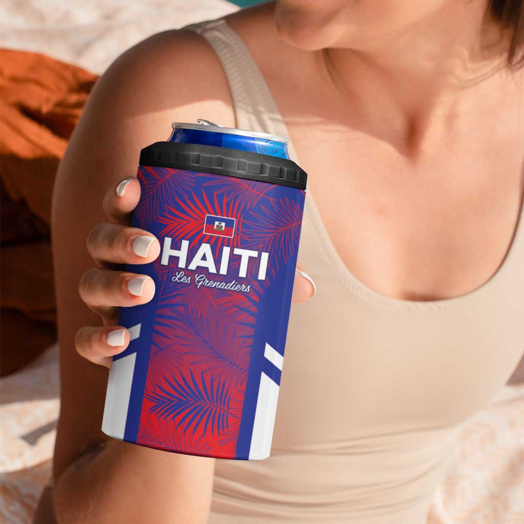 Custom Les Grenadiers Haiti Football 4 in 1 Can Cooler Tumbler Tropical Vibes - Wonder Print Shop
