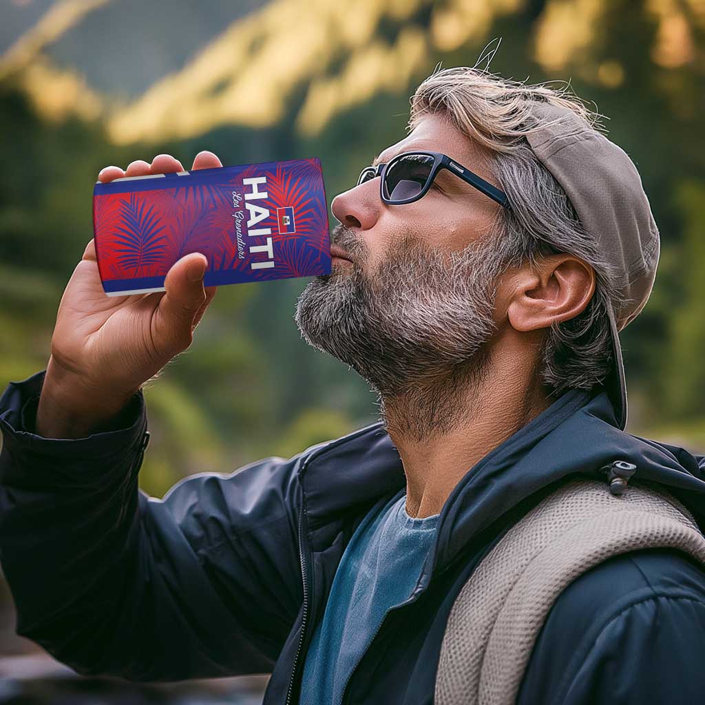 Custom Les Grenadiers Haiti Football 4 in 1 Can Cooler Tumbler Tropical Vibes - Wonder Print Shop