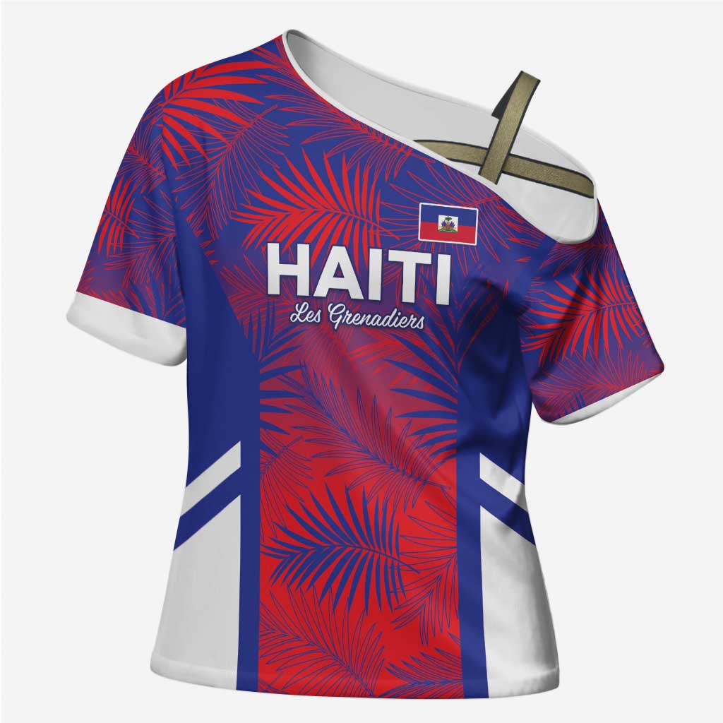 Custom Les Grenadiers Haiti Football Cross Shoulder Shirt Tropical Vibes - Wonder Print Shop