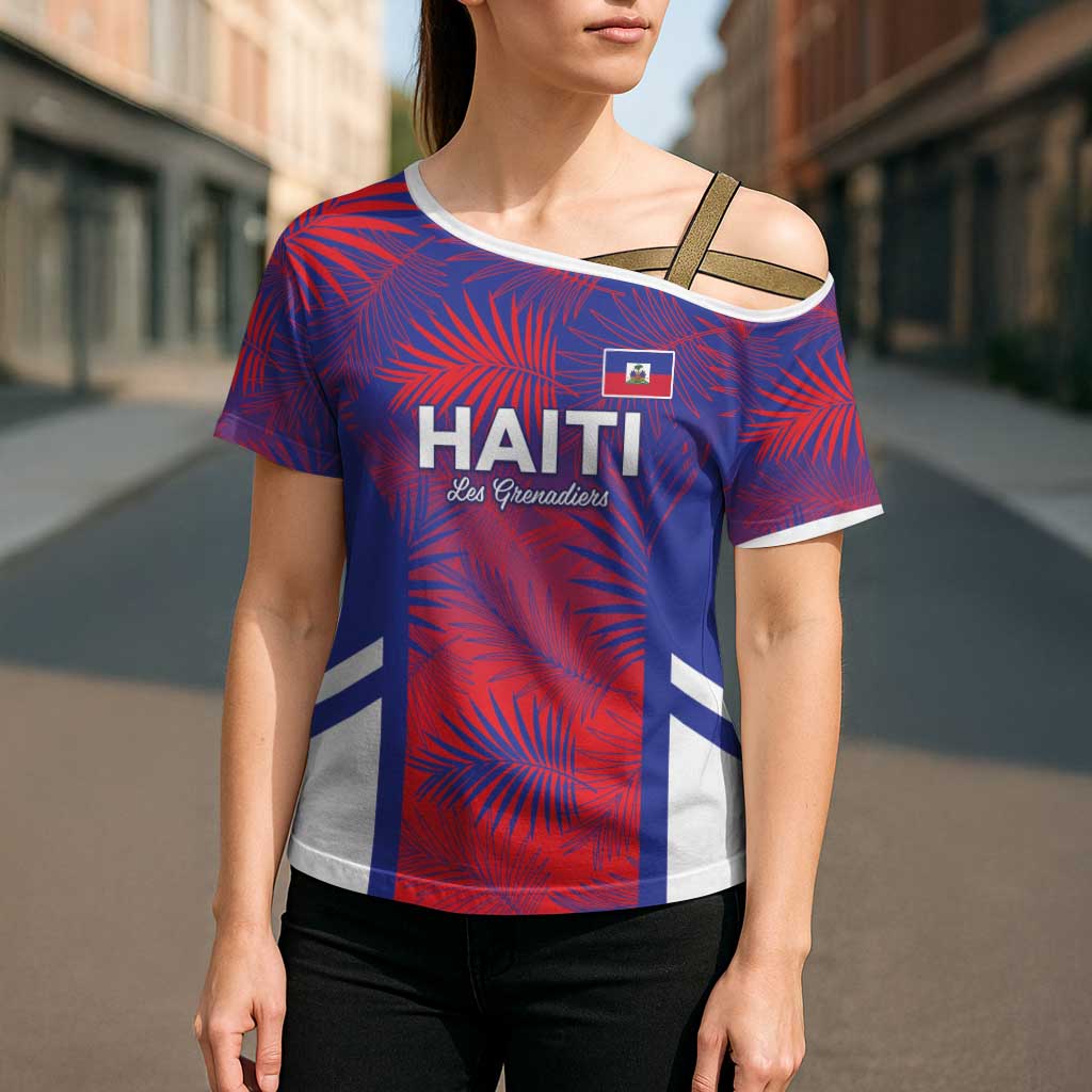 Custom Les Grenadiers Haiti Football Cross Shoulder Shirt Tropical Vibes - Wonder Print Shop