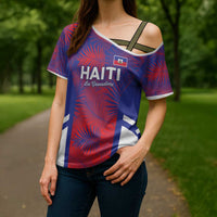 Custom Les Grenadiers Haiti Football Cross Shoulder Shirt Tropical Vibes - Wonder Print Shop