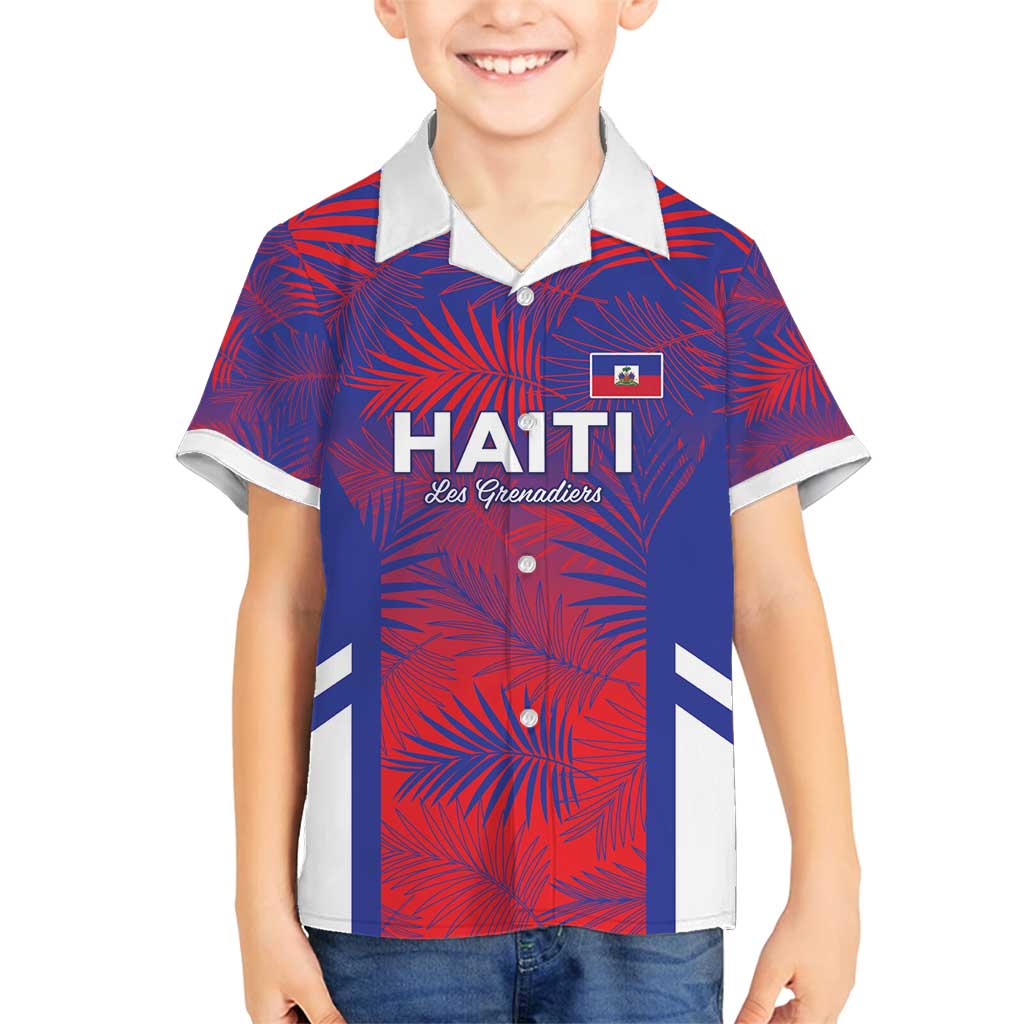 Custom Les Grenadiers Haiti Football Family Matching Long Sleeve Bodycon Dress and Hawaiian Shirt Tropical Vibes - Wonder Print Shop