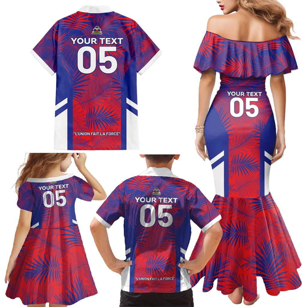 Custom Les Grenadiers Haiti Football Family Matching Mermaid Dress and Hawaiian Shirt Tropical Vibes - Wonder Print Shop