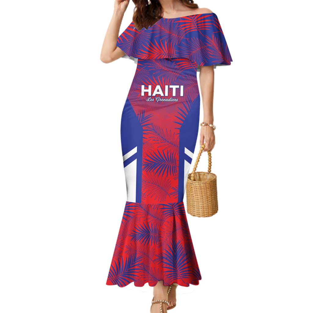 Custom Les Grenadiers Haiti Football Family Matching Mermaid Dress and Hawaiian Shirt Tropical Vibes - Wonder Print Shop