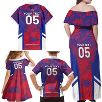 Custom Les Grenadiers Haiti Football Family Matching Off Shoulder Maxi Dress and Hawaiian Shirt Tropical Vibes - Wonder Print Shop