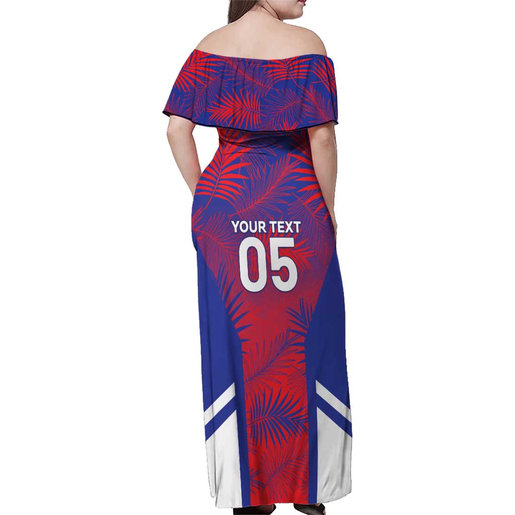Custom Les Grenadiers Haiti Football Family Matching Off Shoulder Maxi Dress and Hawaiian Shirt Tropical Vibes - Wonder Print Shop