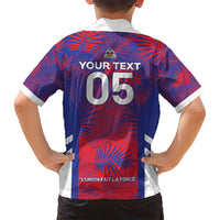 Custom Les Grenadiers Haiti Football Family Matching Off Shoulder Short Dress and Hawaiian Shirt Tropical Vibes - Wonder Print Shop