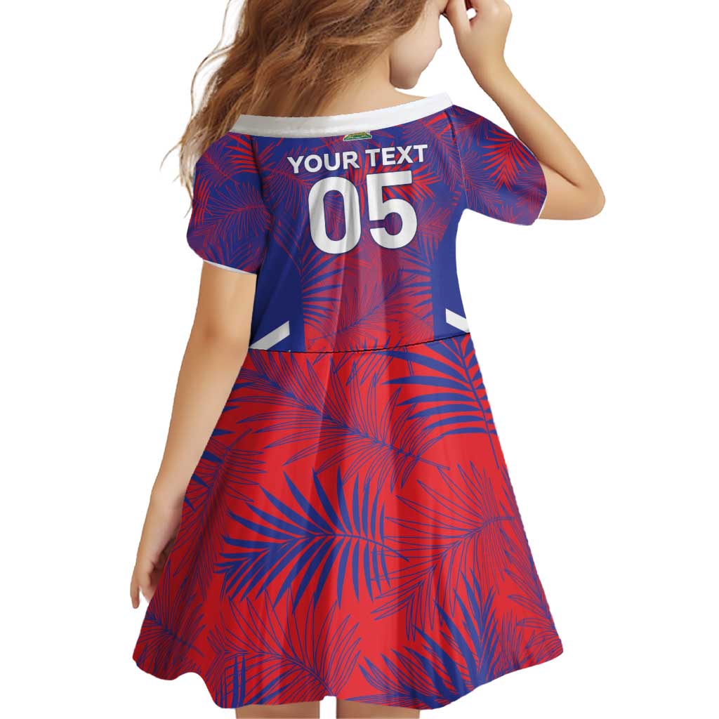 Custom Les Grenadiers Haiti Football Family Matching Off Shoulder Short Dress and Hawaiian Shirt Tropical Vibes - Wonder Print Shop