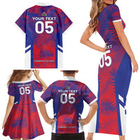 Custom Les Grenadiers Haiti Football Family Matching Short Sleeve Bodycon Dress and Hawaiian Shirt Tropical Vibes - Wonder Print Shop