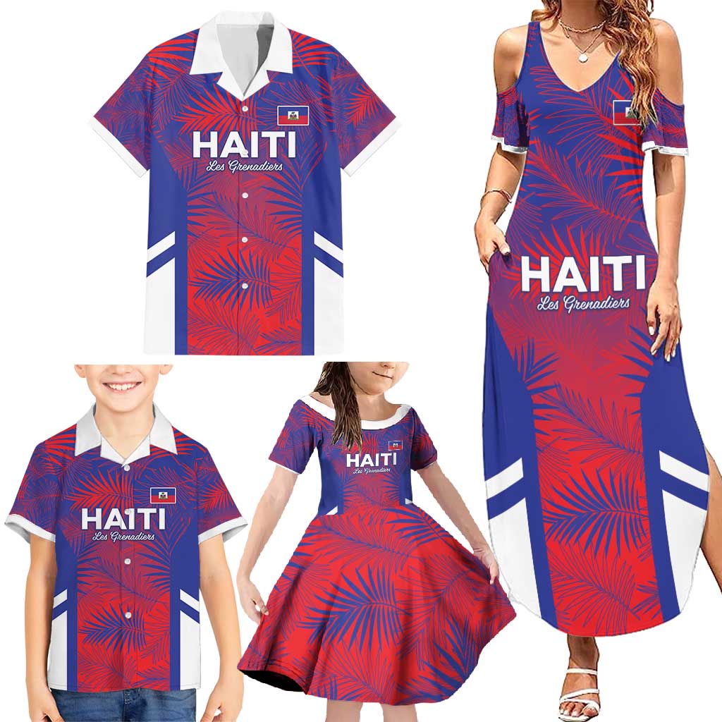 Custom Les Grenadiers Haiti Football Family Matching Summer Maxi Dress and Hawaiian Shirt Tropical Vibes - Wonder Print Shop