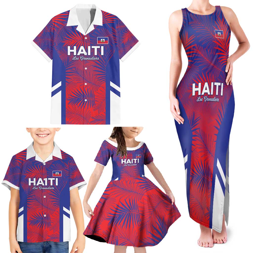 Custom Les Grenadiers Haiti Football Family Matching Tank Maxi Dress and Hawaiian Shirt Tropical Vibes - Wonder Print Shop