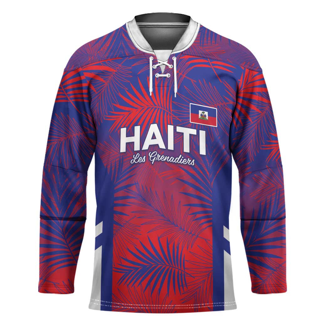Custom Les Grenadiers Haiti Football Hockey Jersey Tropical Vibes - Wonder Print Shop