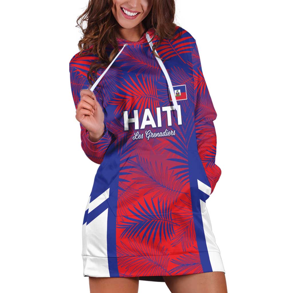 Custom Les Grenadiers Haiti Football Hoodie Dress Tropical Vibes - Wonder Print Shop