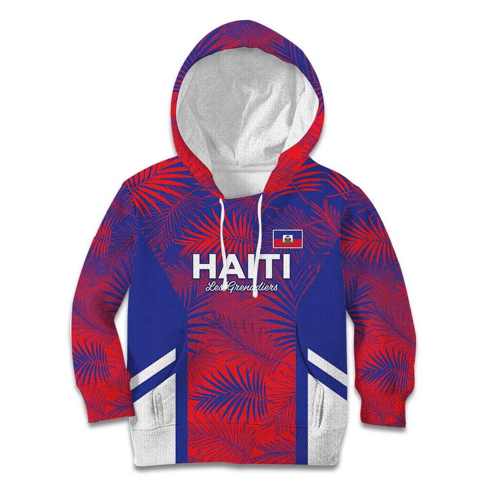 Custom Les Grenadiers Haiti Football Kid Hoodie Tropical Vibes - Wonder Print Shop