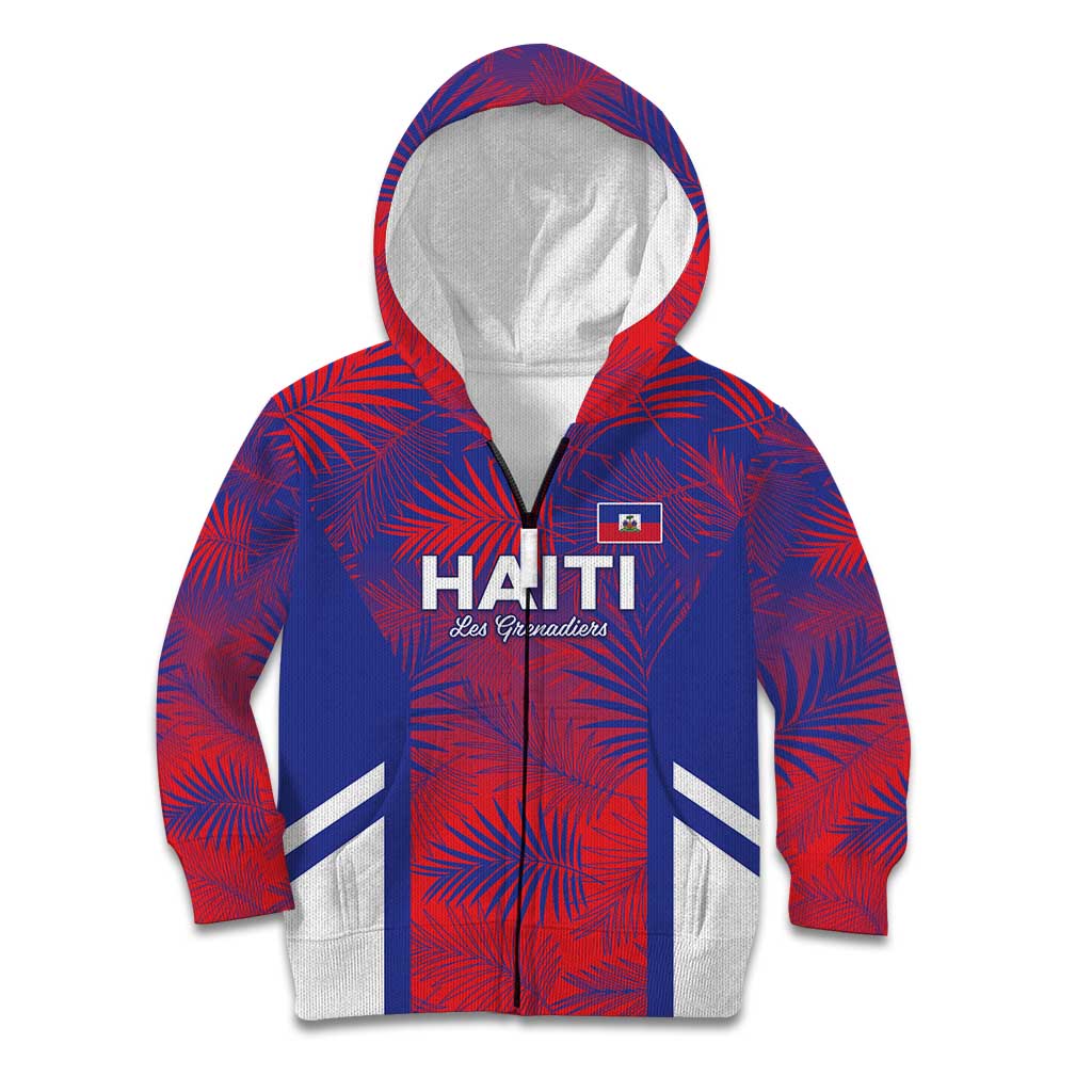 Custom Les Grenadiers Haiti Football Kid Hoodie Tropical Vibes - Wonder Print Shop