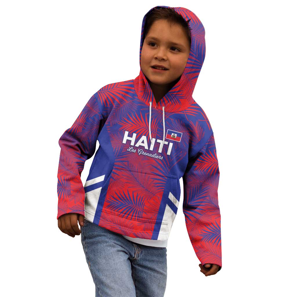 Custom Les Grenadiers Haiti Football Kid Hoodie Tropical Vibes - Wonder Print Shop