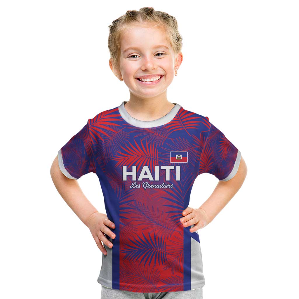 Custom Les Grenadiers Haiti Football Kid T Shirt Tropical Vibes - Wonder Print Shop