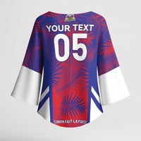Custom Les Grenadiers Haiti Football Kimono Sleeve Blouse Tropical Vibes - Wonder Print Shop