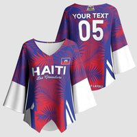 Custom Les Grenadiers Haiti Football Kimono Sleeve Blouse Tropical Vibes - Wonder Print Shop