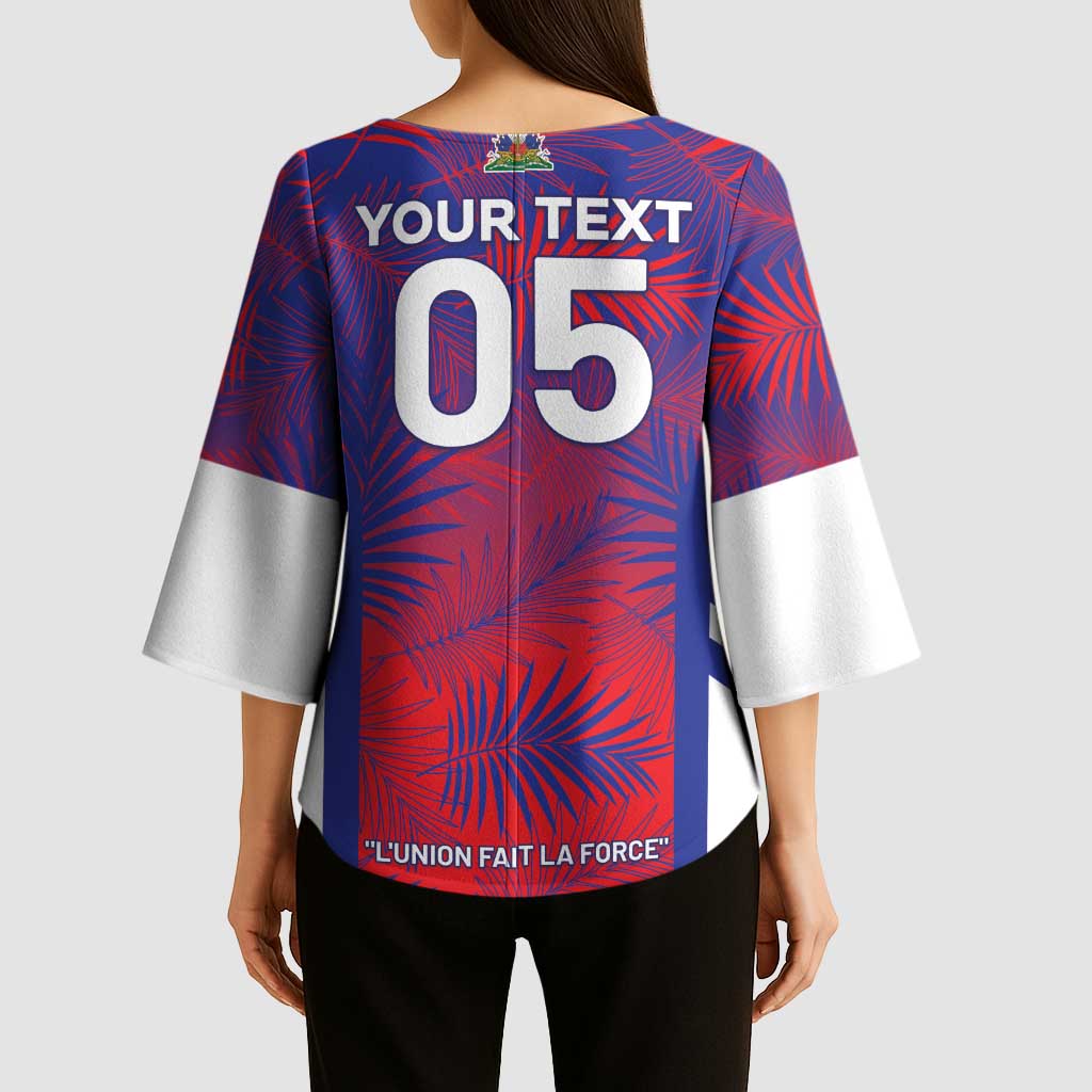 Custom Les Grenadiers Haiti Football Kimono Sleeve Blouse Tropical Vibes - Wonder Print Shop