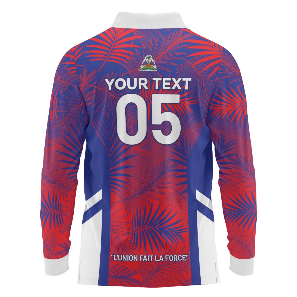 Custom Les Grenadiers Haiti Football Long Sleeve Polo Shirt Tropical Vibes - Wonder Print Shop