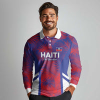 Custom Les Grenadiers Haiti Football Long Sleeve Polo Shirt Tropical Vibes - Wonder Print Shop