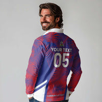 Custom Les Grenadiers Haiti Football Long Sleeve Polo Shirt Tropical Vibes - Wonder Print Shop