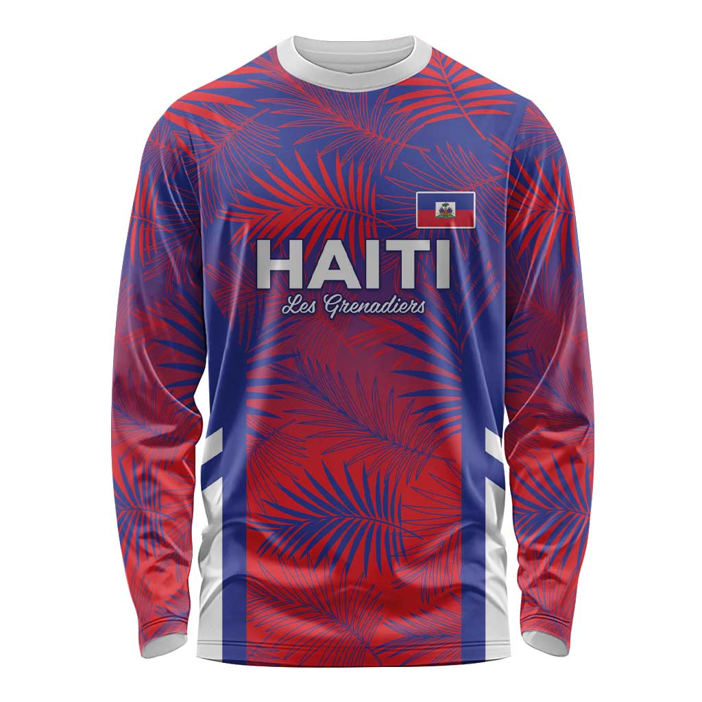 Custom Les Grenadiers Haiti Football Long Sleeve Shirt Tropical Vibes - Wonder Print Shop