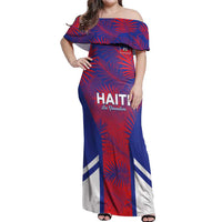 Custom Les Grenadiers Haiti Football Off Shoulder Maxi Dress Tropical Vibes - Wonder Print Shop
