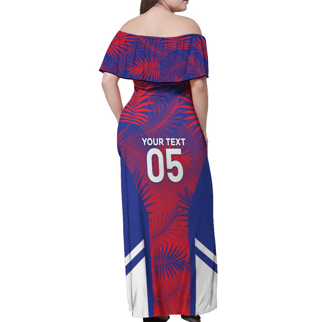Custom Les Grenadiers Haiti Football Off Shoulder Maxi Dress Tropical Vibes - Wonder Print Shop