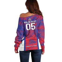 Custom Les Grenadiers Haiti Football Off Shoulder Sweater Tropical Vibes - Wonder Print Shop