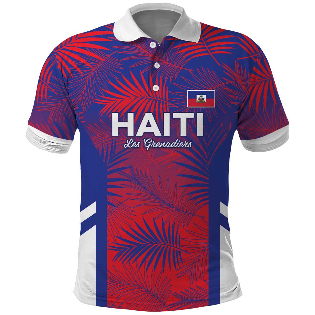 Custom Les Grenadiers Haiti Football Polo Shirt Tropical Vibes - Wonder Print Shop