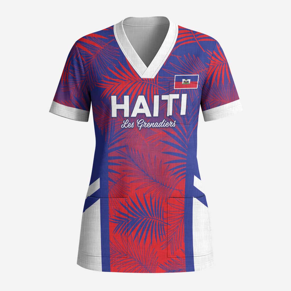 Custom Les Grenadiers Haiti Football Scrub Top Tropical Vibes - Wonder Print Shop