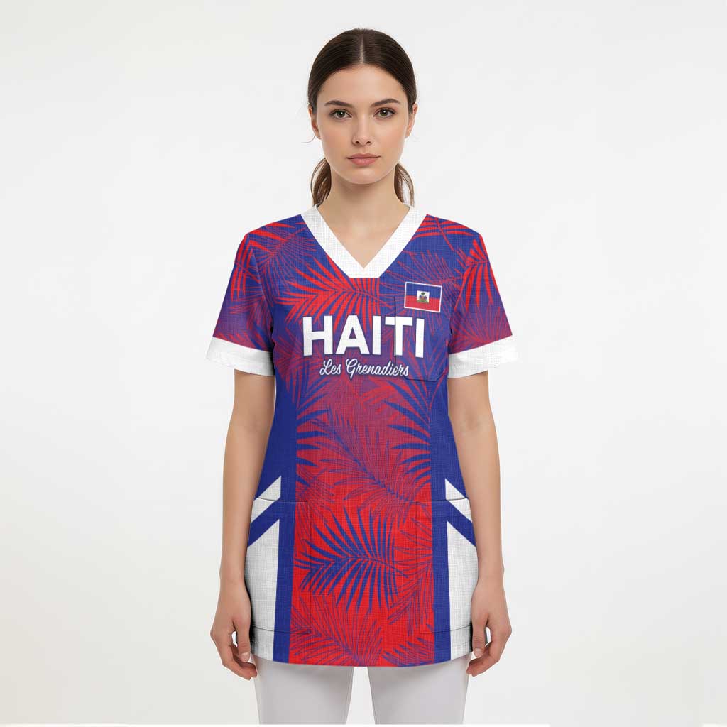 Custom Les Grenadiers Haiti Football Scrub Top Tropical Vibes - Wonder Print Shop