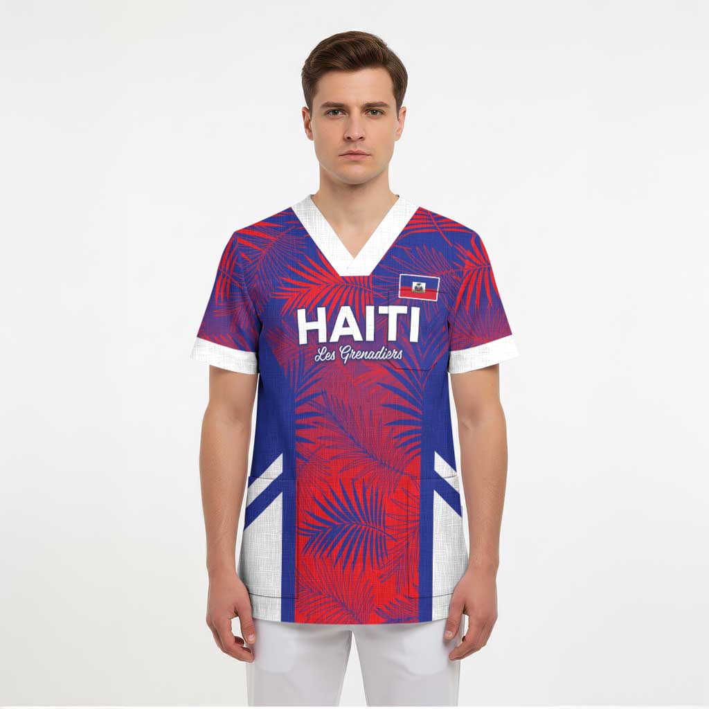 Custom Les Grenadiers Haiti Football Scrub Top Tropical Vibes - Wonder Print Shop