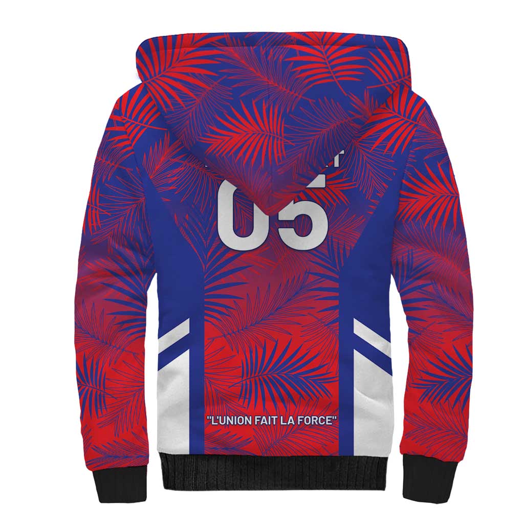 Custom Les Grenadiers Haiti Football Sherpa Hoodie Tropical Vibes - Wonder Print Shop