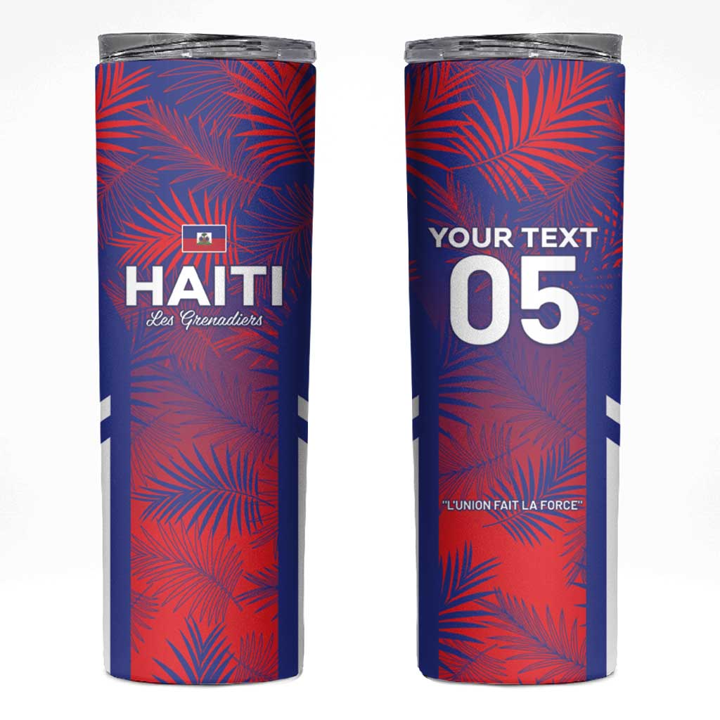 Custom Les Grenadiers Haiti Football Skinny Tumbler Tropical Vibes - Wonder Print Shop