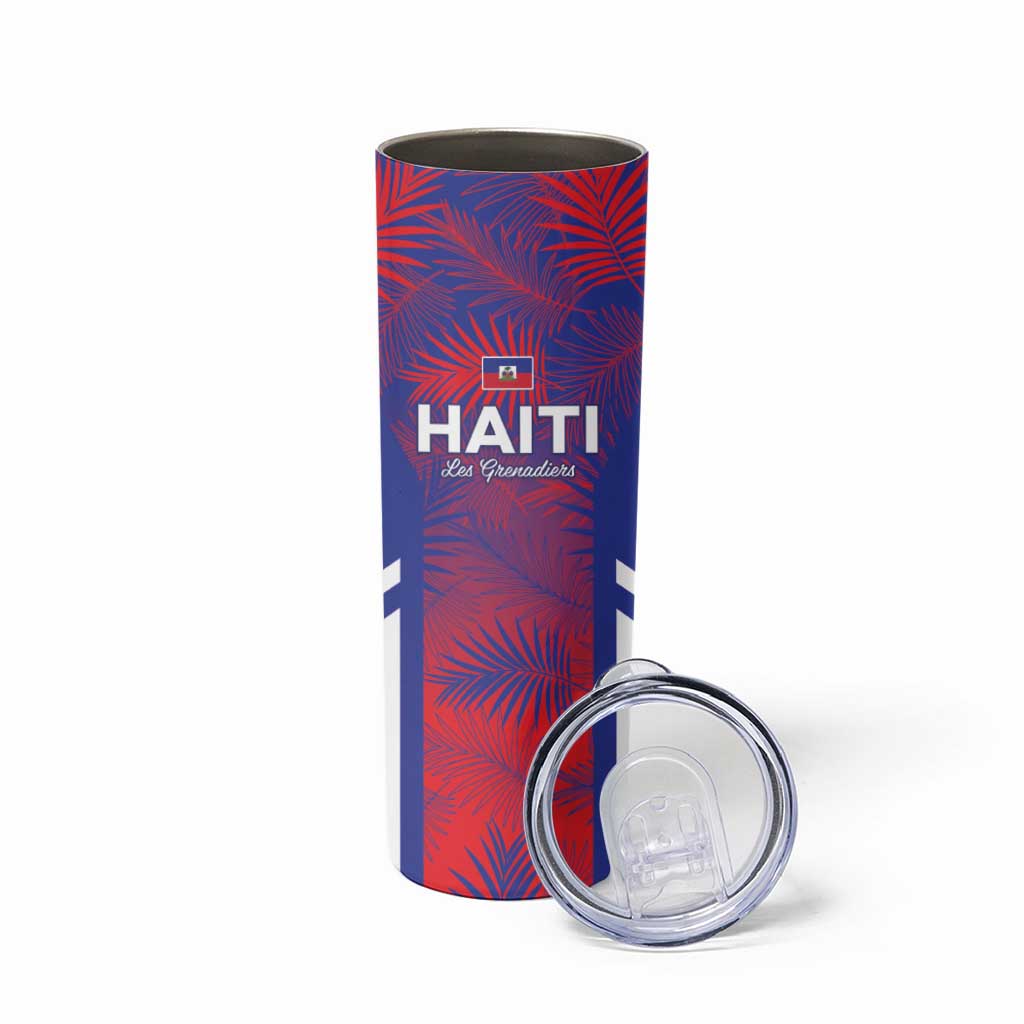 Custom Les Grenadiers Haiti Football Skinny Tumbler Tropical Vibes - Wonder Print Shop