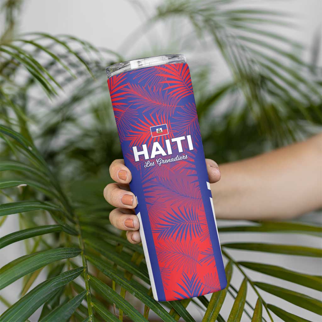 Custom Les Grenadiers Haiti Football Skinny Tumbler Tropical Vibes - Wonder Print Shop