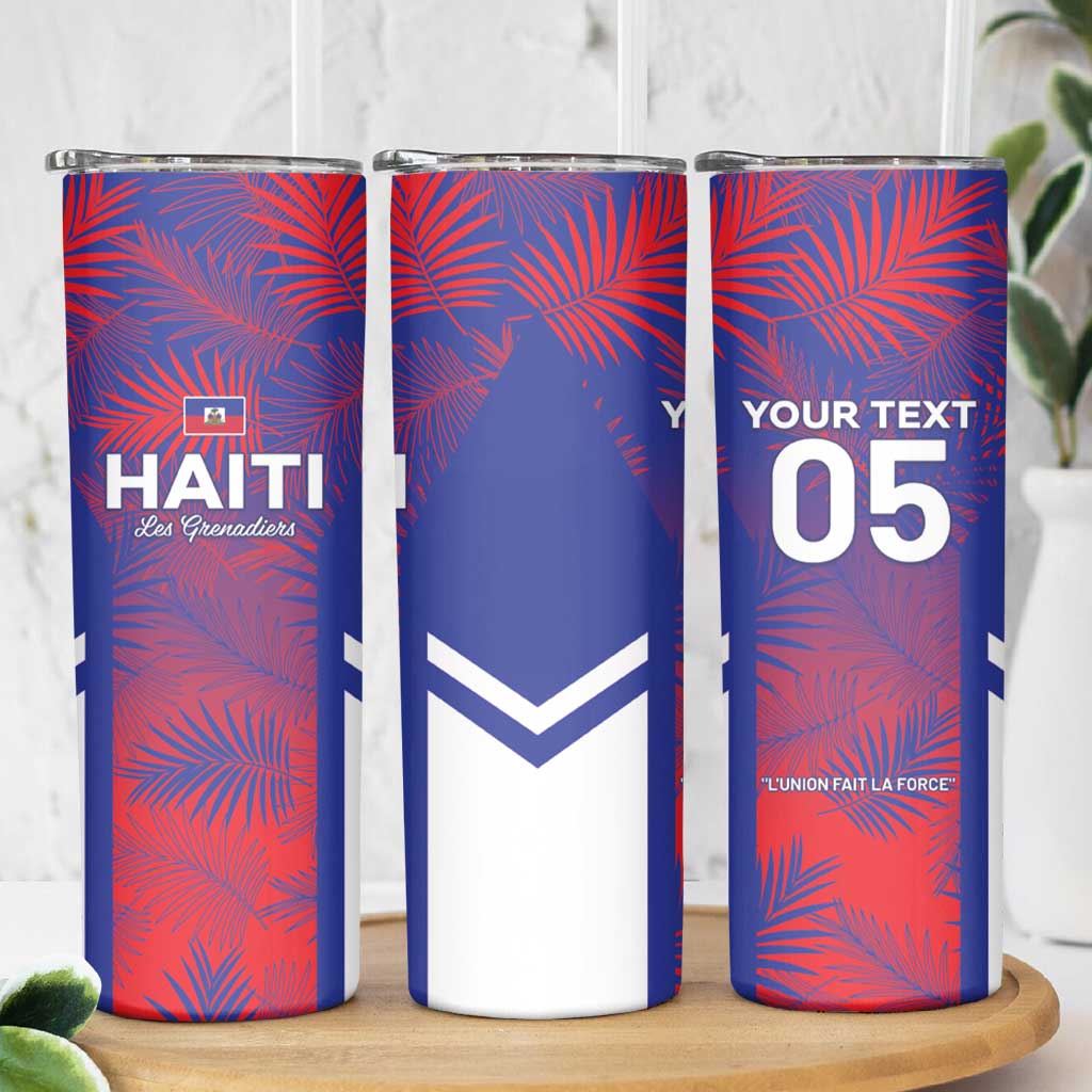 Custom Les Grenadiers Haiti Football Skinny Tumbler Tropical Vibes - Wonder Print Shop