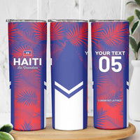 Custom Les Grenadiers Haiti Football Skinny Tumbler Tropical Vibes - Wonder Print Shop