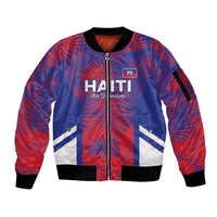 Custom Les Grenadiers Haiti Football Sleeve Zip Bomber Jacket Tropical Vibes - Wonder Print Shop