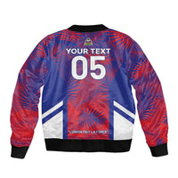 Custom Les Grenadiers Haiti Football Sleeve Zip Bomber Jacket Tropical Vibes - Wonder Print Shop