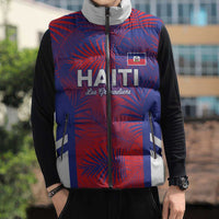 Custom Les Grenadiers Haiti Football Sleeveless Puffer Jacket Tropical Vibes - Wonder Print Shop