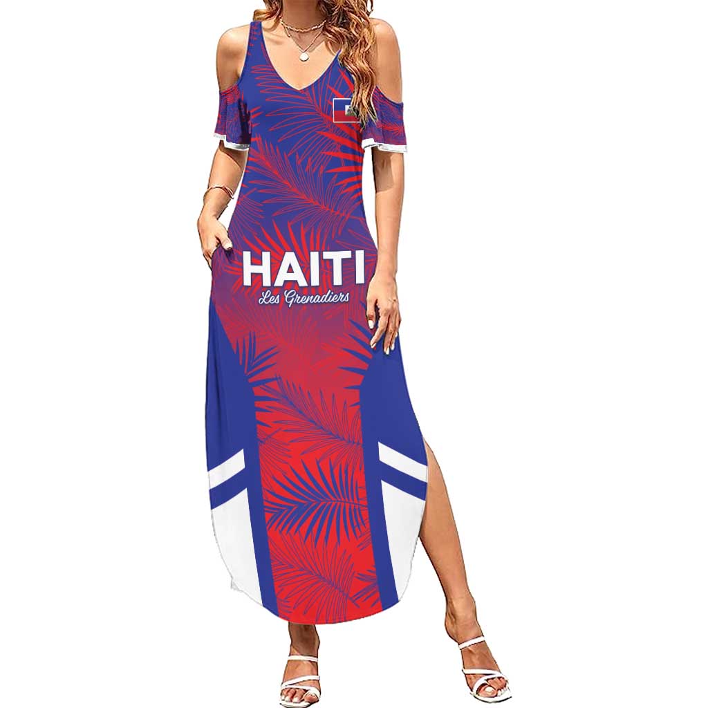 Custom Les Grenadiers Haiti Football Summer Maxi Dress Tropical Vibes - Wonder Print Shop