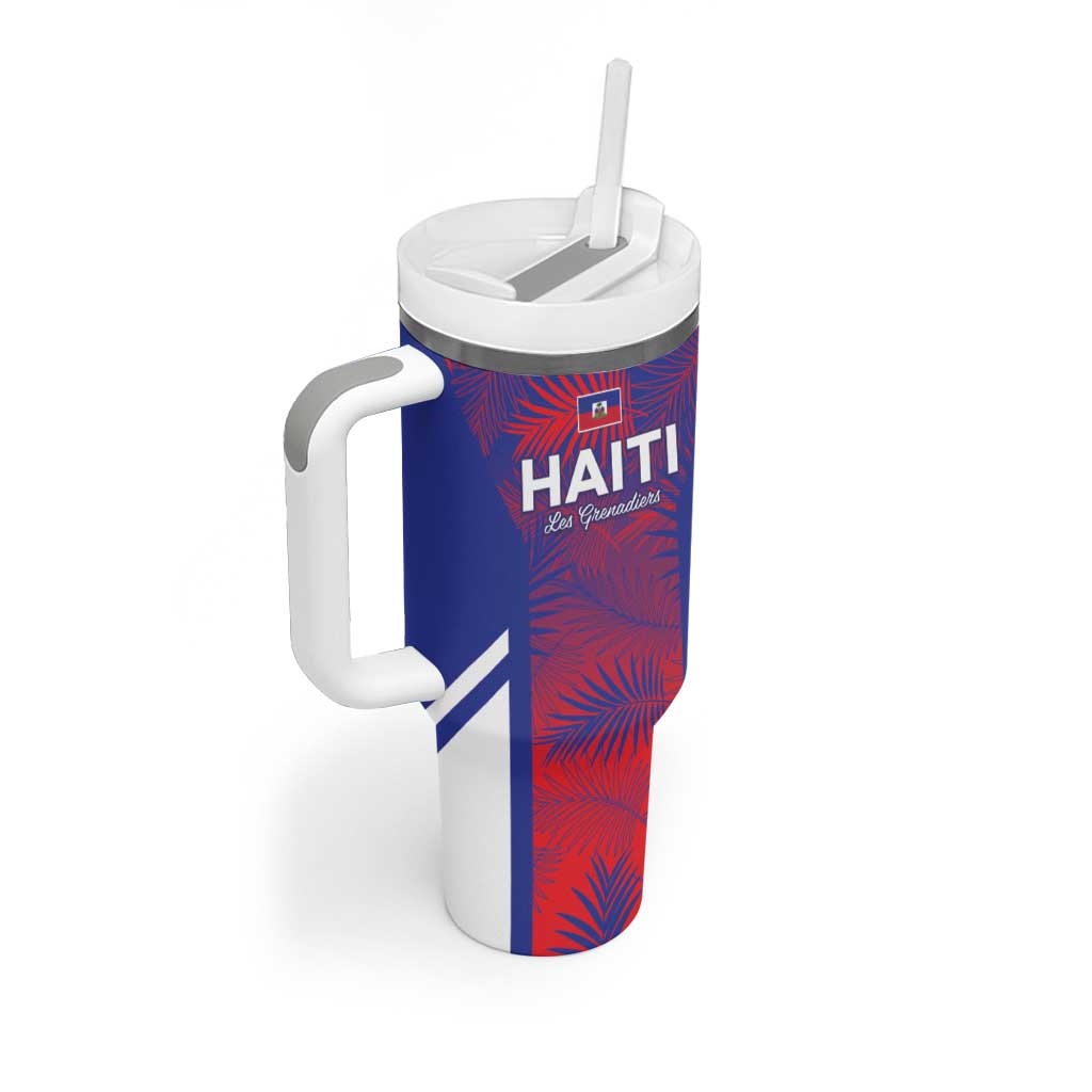 Custom Les Grenadiers Haiti Football Tumbler With Handle Tropical Vibes - Wonder Print Shop