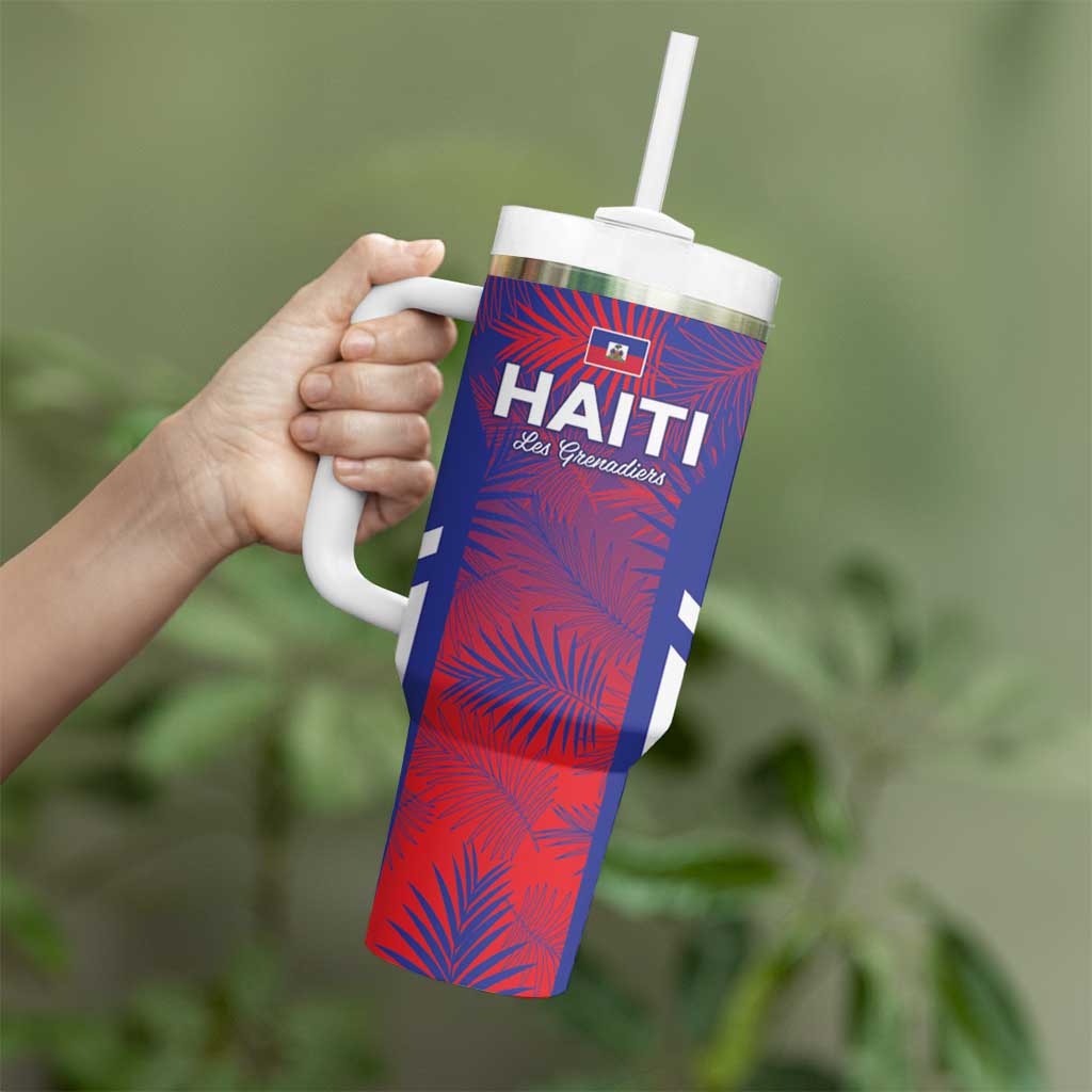 Custom Les Grenadiers Haiti Football Tumbler With Handle Tropical Vibes - Wonder Print Shop