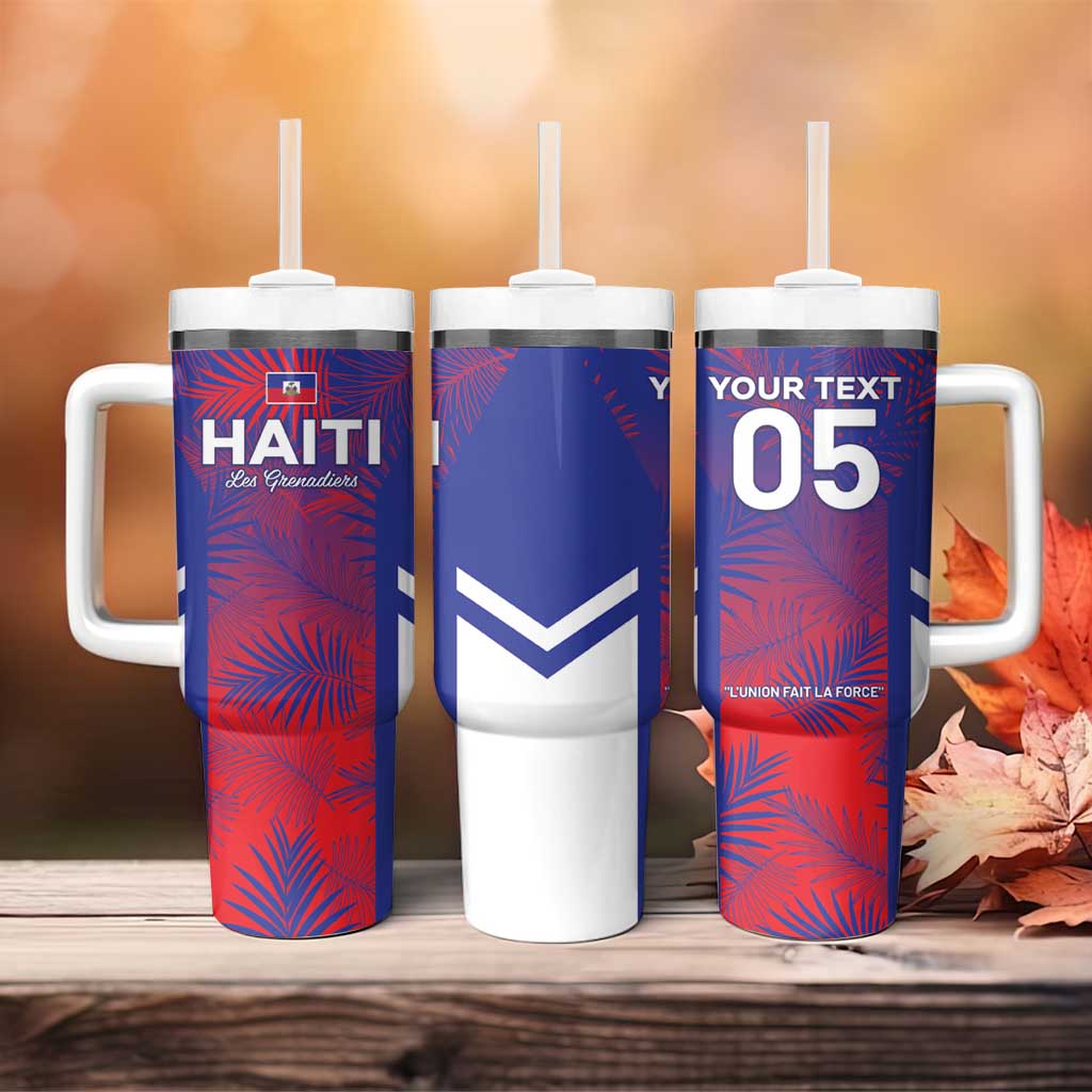 Custom Les Grenadiers Haiti Football Tumbler With Handle Tropical Vibes - Wonder Print Shop