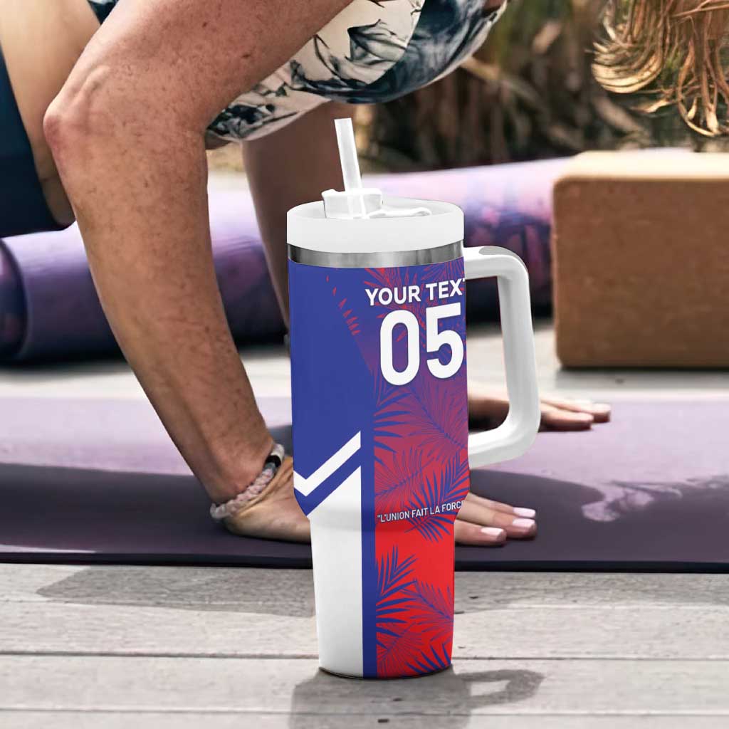 Custom Les Grenadiers Haiti Football Tumbler With Handle Tropical Vibes - Wonder Print Shop