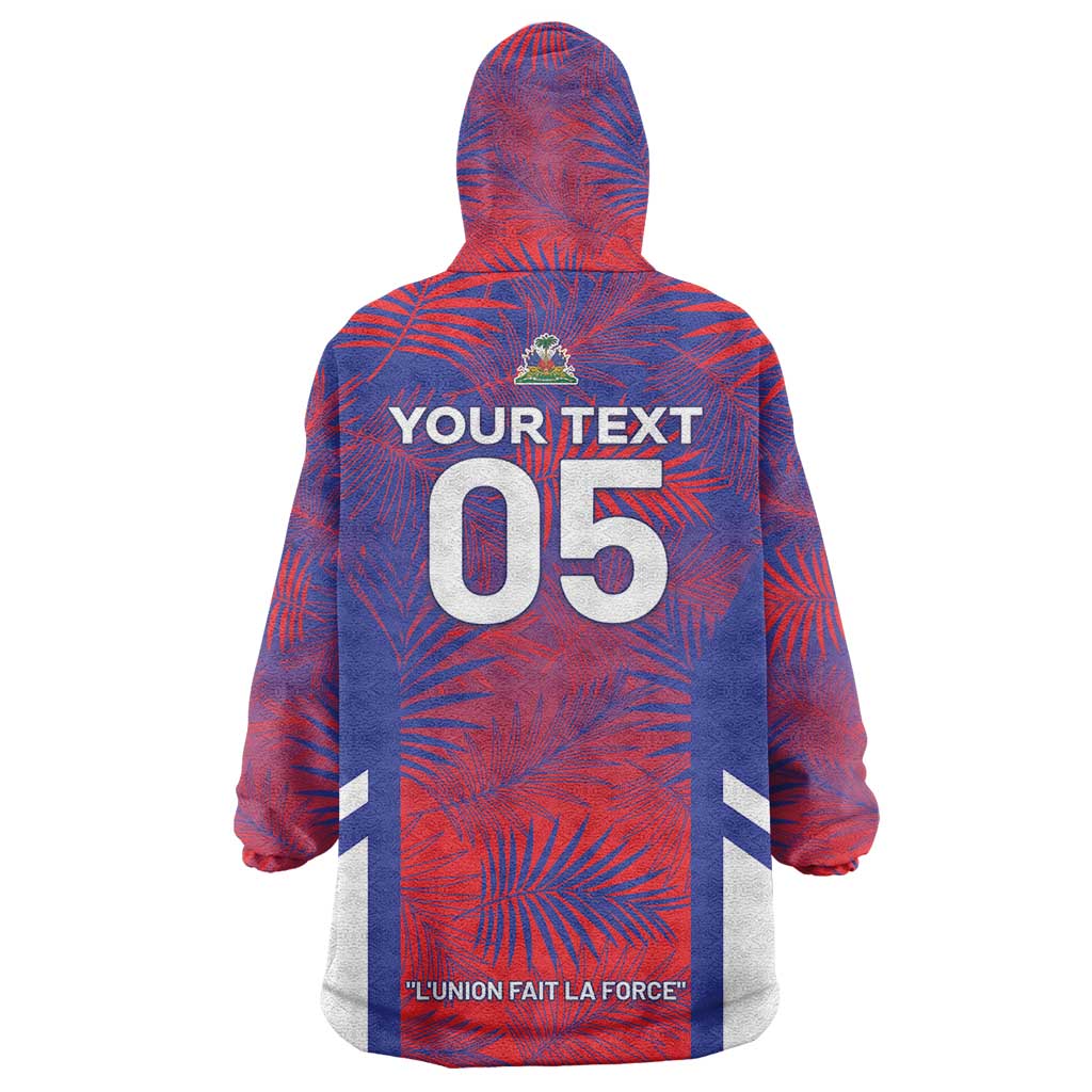 Custom Les Grenadiers Haiti Football Wearable Blanket Hoodie Tropical Vibes - Wonder Print Shop